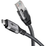goobay Cable Ethernet USB-C 3.2 Gen2 conector > conector RJ-45, Adaptador de red negro/Plateado