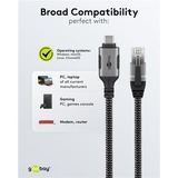 goobay Cable Ethernet USB-C 3.2 Gen2 conector > conector RJ-45, Adaptador de red negro/Plateado