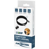 Ansmann Cable de carga magnético USB Tipo-C negro