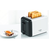 Bosch TAT3P421DE tostadora 2 rebanada(s) 970 W Negro, Blanco blanco/Negro, 2 rebanada(s), Negro, Blanco, Acero inoxidable, Botones, Nivel, Giratorio, CE, VDE, 970 W