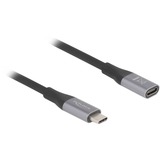 DeLOCK Cable de extensión USB4 Gen 3x2 40 Gbps, conector USB-C > toma USB-C, Cable alargador negro/Gris