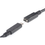 Digitus Cable de extensión USB 2.0, conector USB-C > toma USB-C, Cable alargador negro