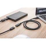Digitus Cable de extensión USB 2.0, conector USB-C > toma USB-C, Cable alargador negro
