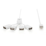 Digitus Hub USB Slim Spider, conector USB-A 2.0 > 4x puerto USB-A blanco