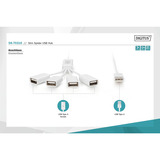 Digitus Hub USB Slim Spider, conector USB-A 2.0 > 4x puerto USB-A blanco