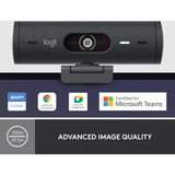 Logitech Brio 500 Cámaras web, Webcam negro, 4 MP, 1920 x 1080 Pixeles, Full HD, 60 pps, 1280x720@60fps, 1920x1080@30fps, 1080p, 720p