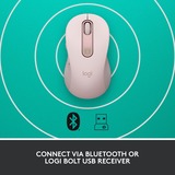 Logitech Signature M650, Ratón rosa, mano derecha, Óptico, Bluetooth, 4000 DPI, Rosa
