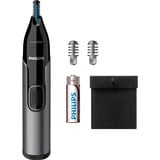 Philips 3000 series Nose trimmer series 3000 NT3650/16 Recortador para nariz, orejas, cejas, Cortapelos de nariz /oreja gris/Negro, orejas, cejas, Gris, Acero inoxidable, Batería, AA, Alcalino
