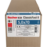 fischer Tornillo para tableros de partículas ClassicFast II 5,0x70 cabeza avellanada TX 