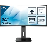 AOC P2 CU34P2A pantalla para PC 86,4 cm (34") 3440 x 1440 Pixeles Quad HD LED Negro, Monitor LED negro, 86,4 cm (34"), 3440 x 1440 Pixeles, Quad HD, LED, 4 ms, Negro