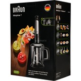 Braun MultiQuick 7 MQ 7045X 1,25 L Batidora de inmersión 1000 W Negro, Acero inoxidable, Batidora de mano negro/Acero fino, Batidora de inmersión, 1,25 L, Picahielos, 1,2 m, 1000 W, Negro, Acero inoxidable