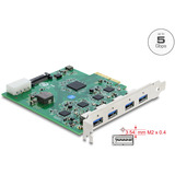 DeLOCK Tarjeta PCI-E x4 a 4 x USB-A 5 Gbps Doble Canal, Tarjeta de interfaz 