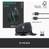 Logitech MX Master 3S, Ratón grafito, mano derecha, Laser, Bluetooth, 8000 DPI, Grafito