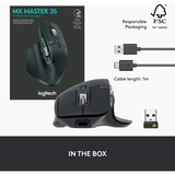 Logitech MX Master 3S ratón mano derecha RF Wireless + Bluetooth Laser 8000 DPI grafito, mano derecha, Laser, RF Wireless + Bluetooth, 8000 DPI, Grafito
