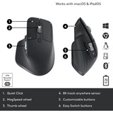 Logitech MX Master 3S ratón mano derecha RF Wireless + Bluetooth Laser 8000 DPI grafito, mano derecha, Laser, RF Wireless + Bluetooth, 8000 DPI, Grafito