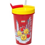 Room Copenhagen Vaso LEGO con pajilla Iconic Girl Bright Red, Taza rojo/Amarillo