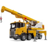 bruder Scania Super 560R Liebherr camión grúa con módulo de luz y sonido, Automóvil de construcción 