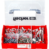 fischer FixTainer - DuoPower/DuoTec + tornillos, Pasador gris claro/Rojo