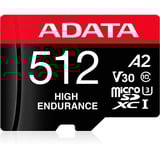 ADATA High Endurance 512 GB MicroSDXC UHS-I Clase 10, Tarjeta de memoria 512 GB, MicroSDXC, Clase 10, UHS-I, 100 MB/s, 85 MB/s