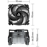 ARCTIC Alpine 17 CO Procesador Refrigerador de aire 9,2 cm Negro, Plata 1 pieza(s), Disipador de CPU negro, Refrigerador de aire, 9,2 cm, 250 RPM, 2700 RPM, 0,3 sonio, Negro, Plata