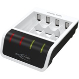 Ansmann Comfort Smart Pilas de uso doméstico USB, Cargador blanco/Negro, Níquel-metal hidruro (NiMH), AA, AAA