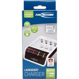 Ansmann Comfort Smart Pilas de uso doméstico USB, Cargador blanco/Negro, Níquel-metal hidruro (NiMH), AA, AAA