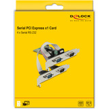 DeLOCK Tarjeta PCI Express x1 a 4 x Serie RS-232, Tarjeta de interfaz 