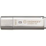 Kingston IronKey 128GB IKLP50 AES USB, w/256bit Encryption, Lápiz USB aluminio, w/256bit Encryption, 128 GB, USB tipo A, 3.2 Gen 1 (3.1 Gen 1), 145 MB/s, Tapa, Plata