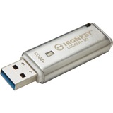 Kingston IronKey 128GB IKLP50 AES USB, w/256bit Encryption, Lápiz USB aluminio, w/256bit Encryption, 128 GB, USB tipo A, 3.2 Gen 1 (3.1 Gen 1), 145 MB/s, Tapa, Plata