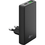 goobay Cargador rápido dual USB-C/A PD GaN 90° negro