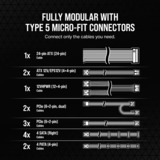 Corsair RM1000x SHIFT Plus Gold Reacondicionado, Fuente de alimentación de PC negro