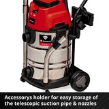 EINHELL TP-VC 36/30 S Auto, 2347143, Aspiradora en húmedo y en seco rojo/Acero fino