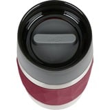 Emsa Travel Mug Compact 300 ml Rojo, Acero inoxidable, Termo Rojo tinto/Acero fino, Rojo, Acero inoxidable, Silicona, Acero inoxidable, Polipropileno (PP), Café, Té, 300 ml, 7,2 cm