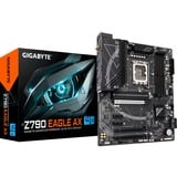 GIGABYTE Z790 EAGLE AX Placa base - Soporta CPUs Intel Core de 14ª generación, VRM digital de 12+1+1 fases, hasta 7600MHz DDR5 (OC), 3xPCIe 4.0 M.2, Wi-Fi 6E, LAN de 2.5GbE, USB 3.2 Gen 2 negro/Gris