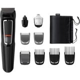 Philips MULTIGROOM Series 3000 MG3740/15 Cara y cabello 9 en 1, Cortador de pelo negro, Negro, Rectángulo, Barba, Oído, Ceja, Bigote, Nariz, Acero inoxidable, Batería, 60 min