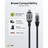 goobay Cable Ethernet USB-C 3.2 Gen2 conector > conector RJ-45, Adaptador de red negro/Plateado