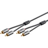 goobay Cable Stereo Cinch Plus negro/Plateado