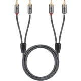 goobay Cable Stereo Cinch Plus negro/Plateado