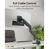 goobay Soporte para monitor único para juegos con resorte de gas, Soporte de monitor negro