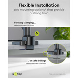 goobay Soporte para monitor único para juegos con resorte de gas, Soporte de monitor negro