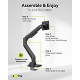 goobay Soporte para monitor único para juegos con resorte de gas, Soporte de monitor negro
