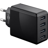 goobay cargador USB de 4 puertos (30W) negro negro