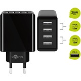 goobay cargador USB de 4 puertos (30W) negro negro