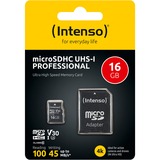 Intenso 3433470 memoria flash 16 GB MicroSDHC UHS-I Clase 10, Tarjeta de memoria 16 GB, MicroSDHC, Clase 10, UHS-I, 100 MB/s, 45 MB/s