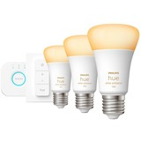 Philips Hue Kit de inicio: 3 bombillas inteligentes E27 (1100) + regulador de intensidad, Lámpara LED Philips Hue White ambiance Kit de inicio: 3 bombillas inteligentes E27 (1100) + regulador de intensidad, Kit de iluminación inteligente, Blanco, Bluetooth/Zigbee, LED, E27, Luz fría, Blanco cálido