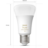 Philips Hue Kit de inicio: 3 bombillas inteligentes E27 (1100) + regulador de intensidad, Lámpara LED Philips Hue White ambiance Kit de inicio: 3 bombillas inteligentes E27 (1100) + regulador de intensidad, Kit de iluminación inteligente, Blanco, Bluetooth/Zigbee, LED, E27, Luz fría, Blanco cálido