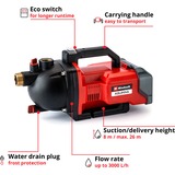 EINHELL AQUINNA 2,6 bar 3000 l/h, Bomba rojo/Negro, Batería, 2,6 bar, 3000 l/h, Negro, Rojo