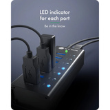 ICY BOX IB-AC618a, Hub USB negro