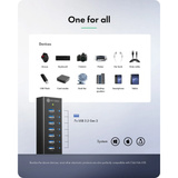 ICY BOX IB-AC618a, Hub USB negro
