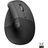 Logitech Lift ratón mano derecha RF Wireless + Bluetooth Óptico 4000 DPI grafito/Negro, mano derecha, Diseño vertical, Óptico, RF Wireless + Bluetooth, 4000 DPI, Grafito